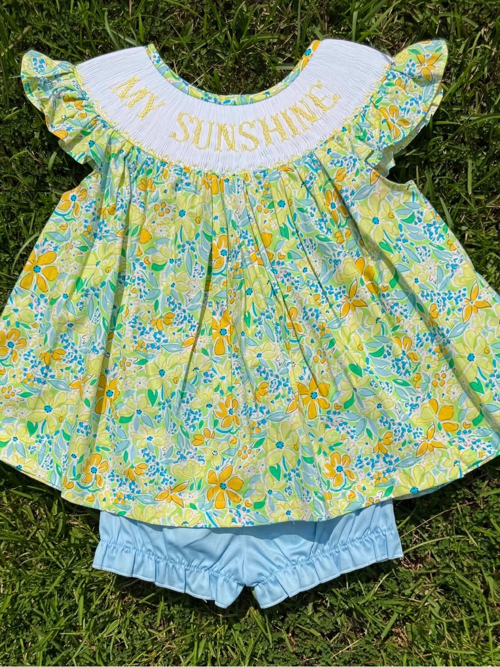 MY SUNSHINE Hand Smocked Bloomer Set